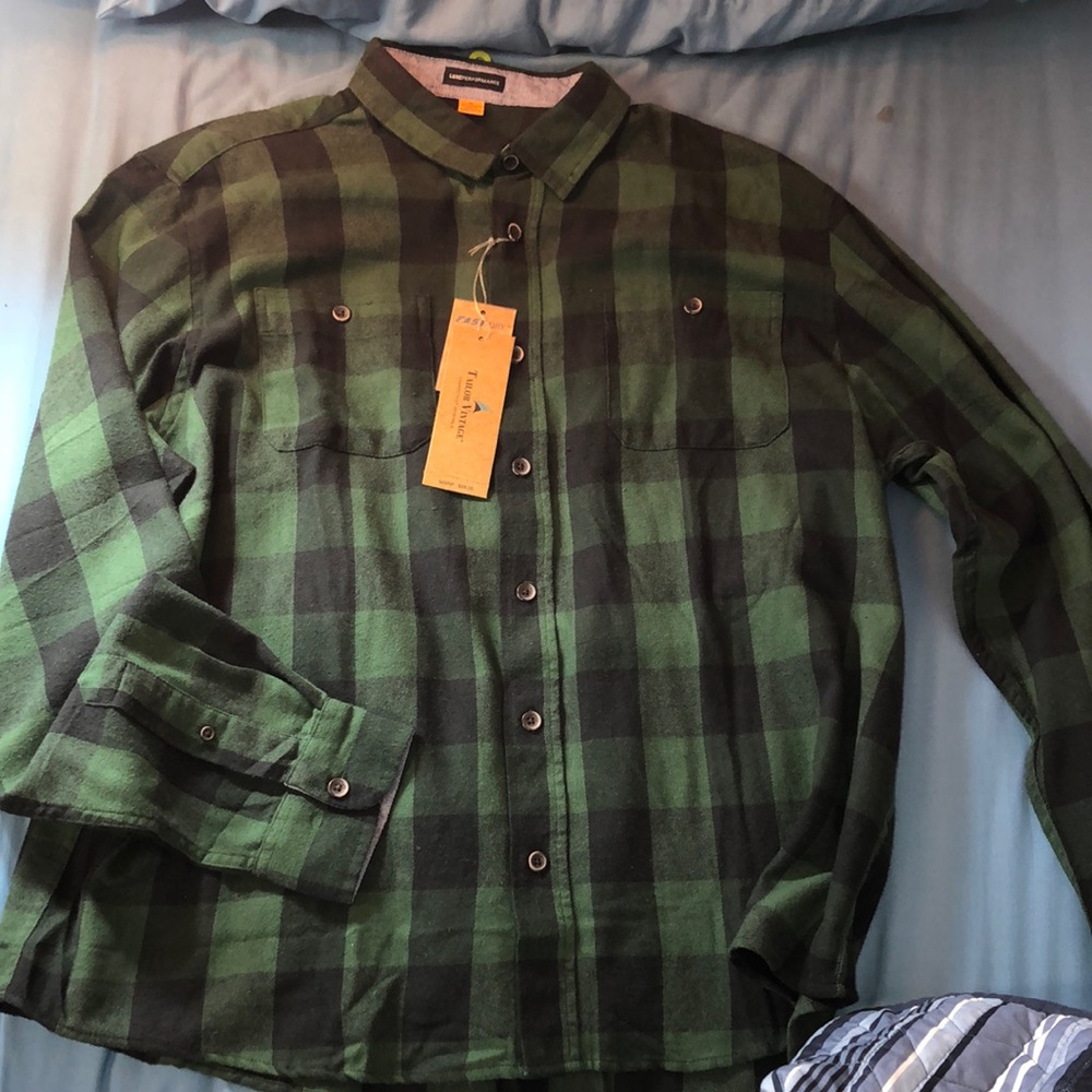 David taylor green high quality flannel, TAGS ON